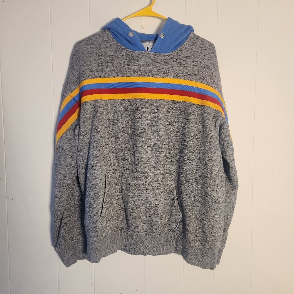 Empyre Back Burner Gray Hoodie Blue Red Yellow Stripe Size Medium